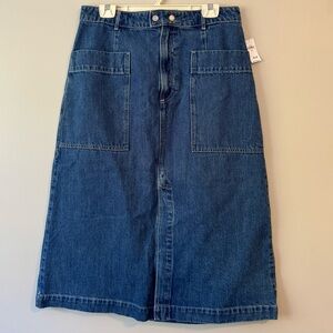 New Gap Denim long Jean Skirt Large pockets Sz 14